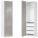 Шкаф распашной Лион серый глянец  60х232,2х54,5  с 2 полками, штангой и 3 ящиками ЛДСП каркас белый